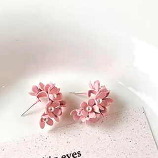 Pink Floral Petal Hoop Earrings