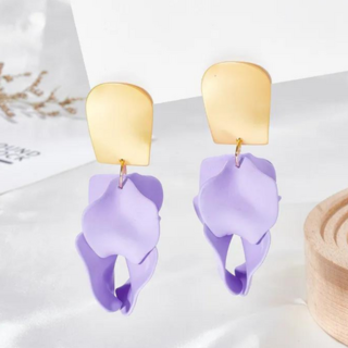 Lilac Flower Petal Drop Earrings