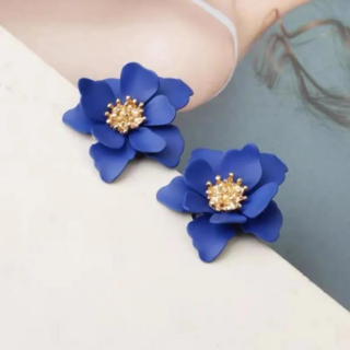 Delicate Bloom Petal Earrings Blue