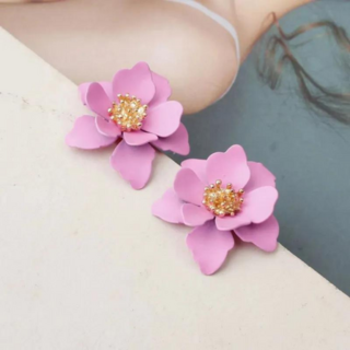Delicate Bloom Petal Earrings Pink