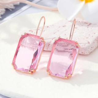 Light Rose Crystal Hook Earrings