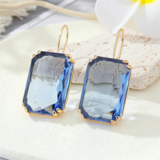 Blue Sapphire Crystal Hook Earrings