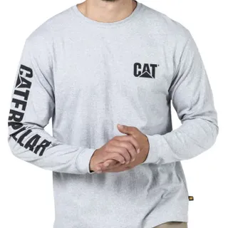 Cat Workwear - Trademark Banner Long Sleeve Tee - Heather Grey