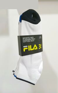 Fila - Unisex Ped Socks 3pk - White - Size 6-10