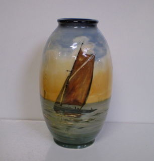 Royal Doulton Hand Painted Sailing Boat Vase