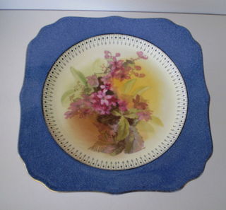 Royal Doulton Hand Coloured Floral Comport or Cake Stand
