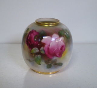 Royal Worcester Hand Painted Vase Roses