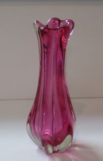 Heavy Hand Blown Art Glass Vase in Stunning Colour