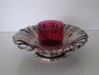 WMF Cranberry Glass Sunflower Candle Holder