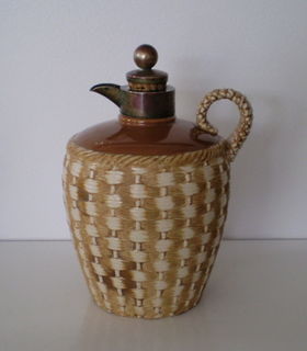 Taylor Tunnicliffe Stoneware Basket Weave Whiskey Flask