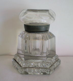 Heavy 6 Sided Glass Inkwell