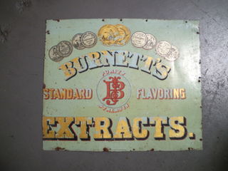 Antique Tin Sign for Burnett's (Flavouring) Extracts