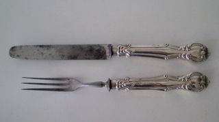 Child's Sterling Silver Handled Knife and Fork Set, Sheffield 1907
