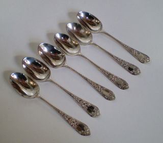 Set of 6 Sterling Silver Teaspoons, London 1894