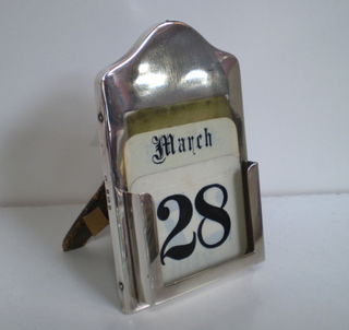 Desk Top Sterling Silver Calendar, Birmingham 1907