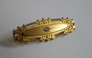Victorian 15ct Gold Pin with Central Diamond, Birmingham 1864