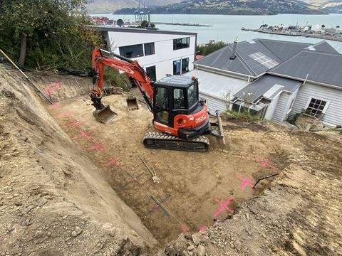Early stages of a large retaining wall Lyttleton 