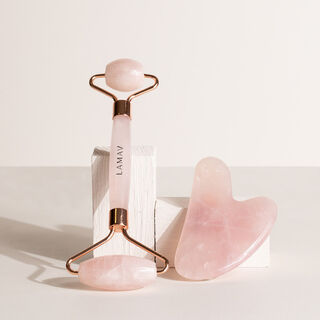 LAMAV Rose Quartz Gua Sha & Roller Set