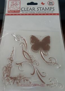 Paper Xtra Clear Stamp - Butterfly, Flourish & Corner