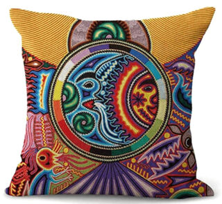Artistic vibrant Huichol Design Cushion 4