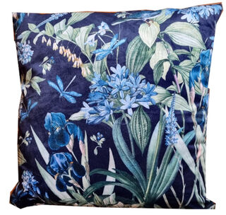 Galena Karina Printed Velvet Cushion - Navy