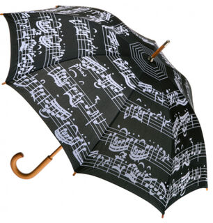 White Music Notes on Black Stick Umbrella