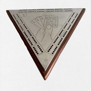 1934 Metal and Wood Cribbage Board