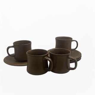 Temuka Dark Brown Cups and Saucers