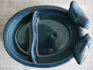 Ceramic Bird Feeding & Water Bowl - Blue