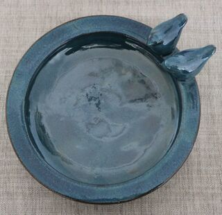 Bird Bath Ceramic Round Blue