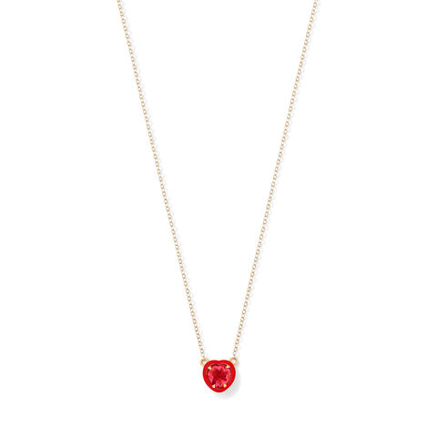 HEART COCKTAIL 14-carat gold, ruby and enamel necklace