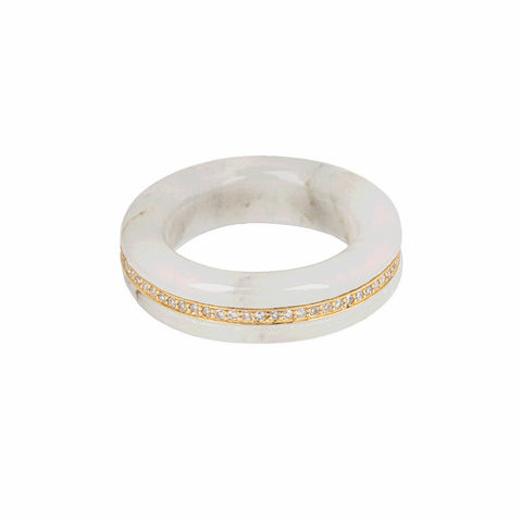 STONE LININGS white marble, diamond and 14-carat gold ring