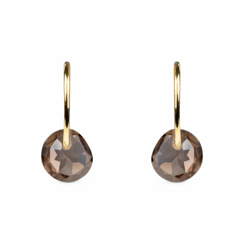 FINE GEM smokey quartz and 14-carat gold hoop earrings