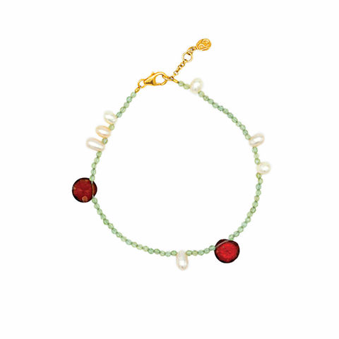 THE MARIE ANTOINETTE green apatite, garnet and pearl bracelet