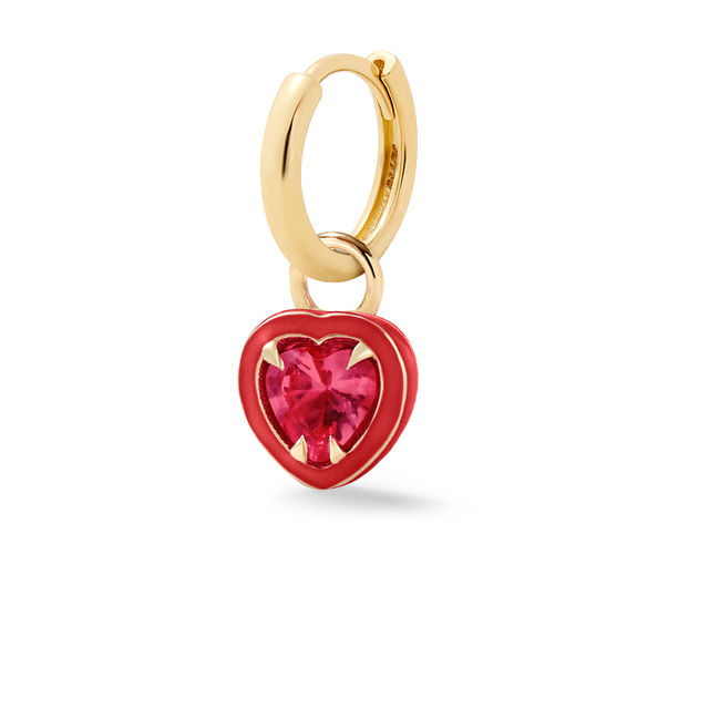 HEART COCKTAIL 14-carat gold, ruby and enamel huggy