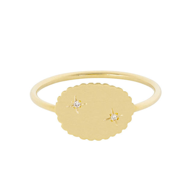 THE BUBBLE SIGNET 14-carat gold and diamond ring