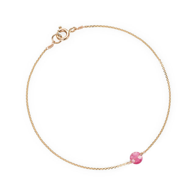SINGLE PINK Tourmaline 9-carat gold bracelet