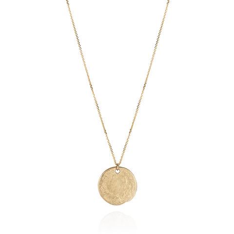 THREEPENCE WEATHERED COIN 9-carat gold necklace
