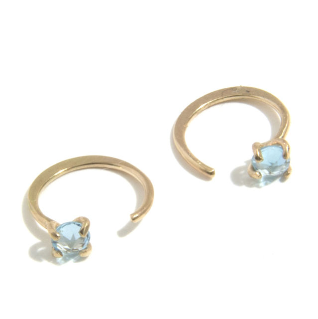 BLUE TOPAZ 14-carat gold hug earrings