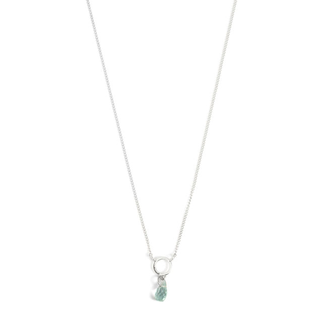 TINY CIRCLE aquamarine and sterling silver necklace