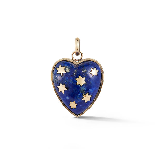 ANNA 14-carat gold and lapis lazuli heart charm