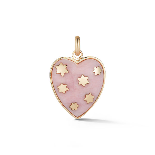 ANNA 14-carat gold and pink opal heart charm