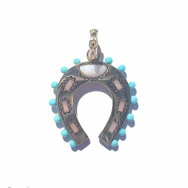 HOLLY 14-carat gold, turquoise, opal and pearl horseshoe charm