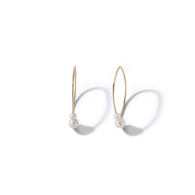SMALL DOUBLE AKOYA PEARL MARQUIS 14-carat gold earrings