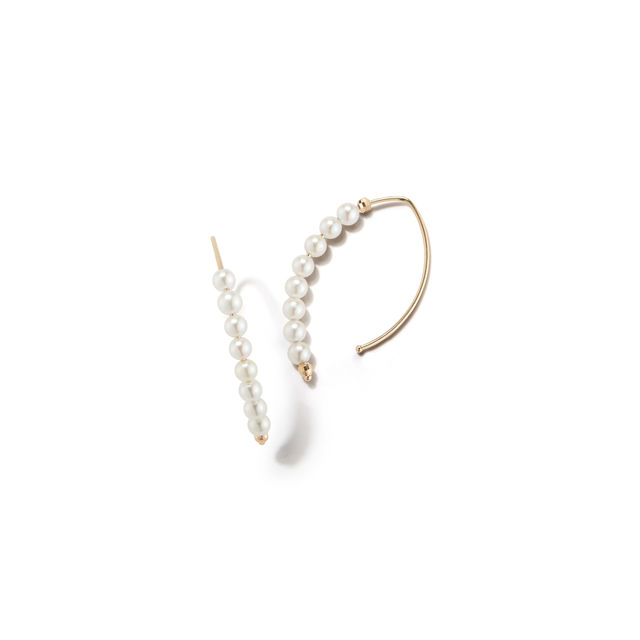 SMALL OPEN MARQUIS HOOP PEARL 14-carat gold earrings