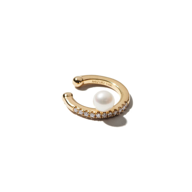 DIAMOND AND FRESHWATER PEARL 14-carat gold single ear cuff