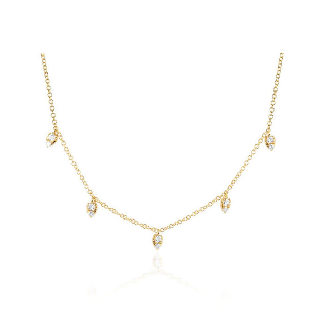 DIAMOND 5 MINI TEARDROP 14-carat gold choker necklace