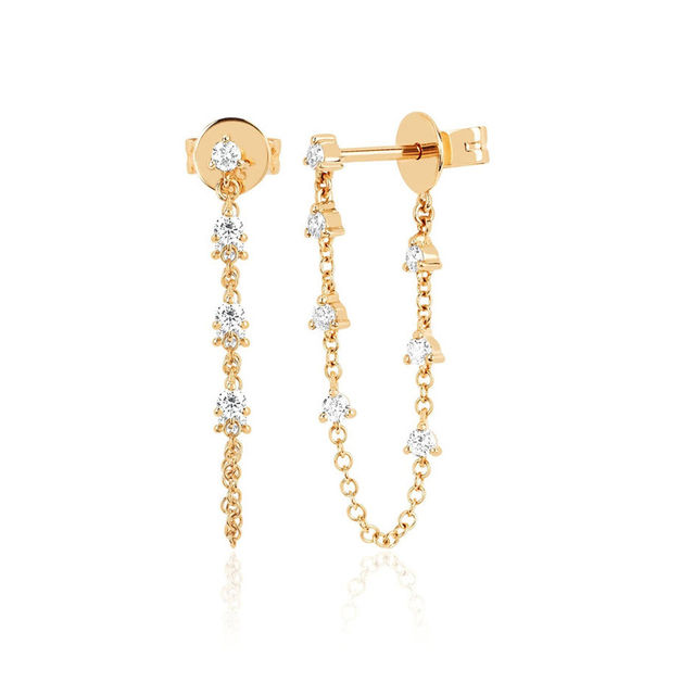 PRONG SET DIAMOND 14-carat gold chain single stud earring