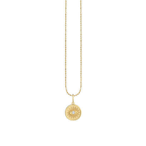 SMALL MARQUIS EYE COIN 14-carat gold and diamond necklace