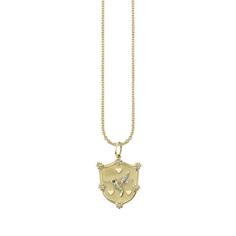 HUMMINGBIRD CREST 14-carat gold and diamond necklace